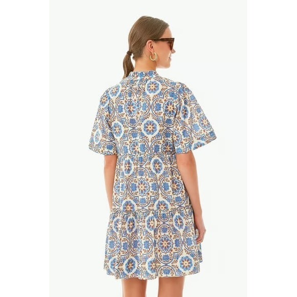 Tuckernuck Golden Medallion Crawford Dress Size Large Blue Cotton Mini - Picture 2 of 8